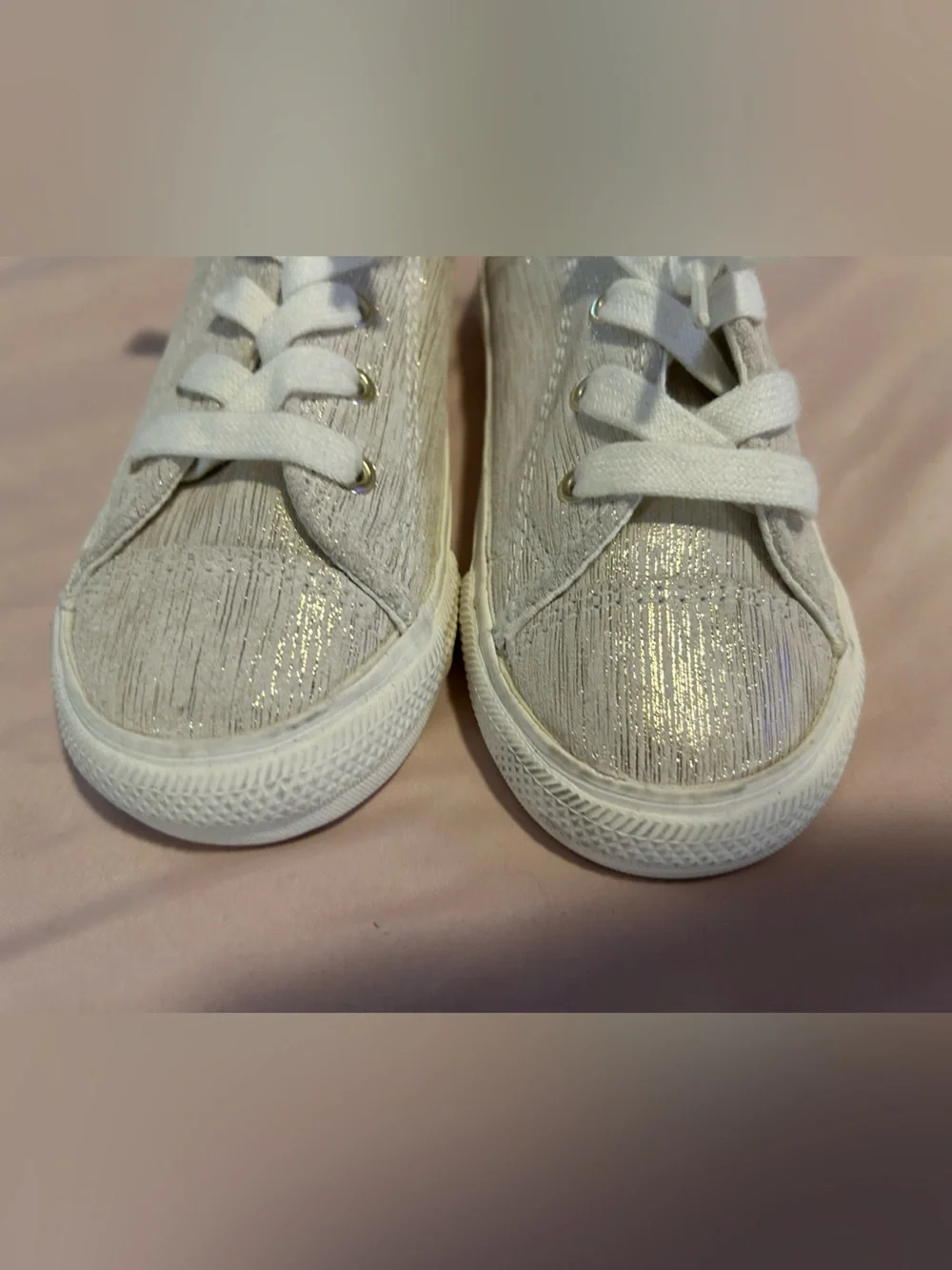 Converse Kids White Glitter Lace-Up Sneakers
